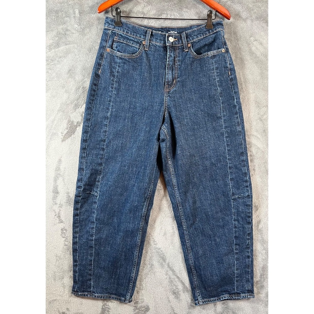 Old Navy High Rise Barrel Leg Jeans Womens 10 30x26 Blue Denim Wide leg - Picture 1 of 11